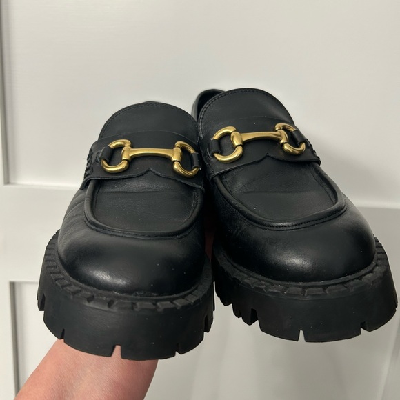 MNG chunky Black lug sole gold horse bite loafers Size 39 - Picture 5 of 11
